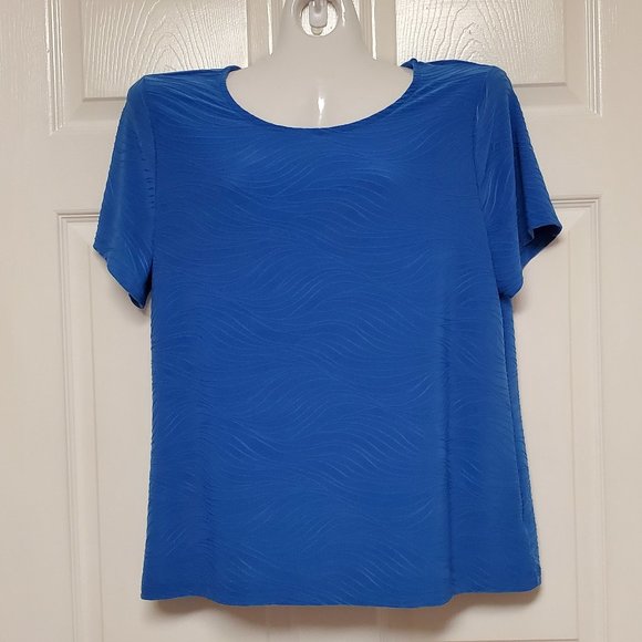 Macy’s JM Collection XL Jacquard Knit Tee NIP W/Tag JMC Blue Steel (#12422JMCBS) - Picture 1 of 3